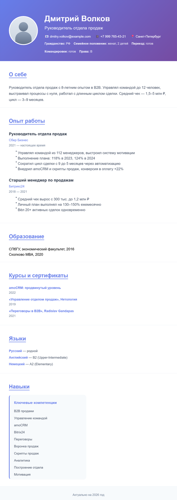 Шаблон резюме Современный